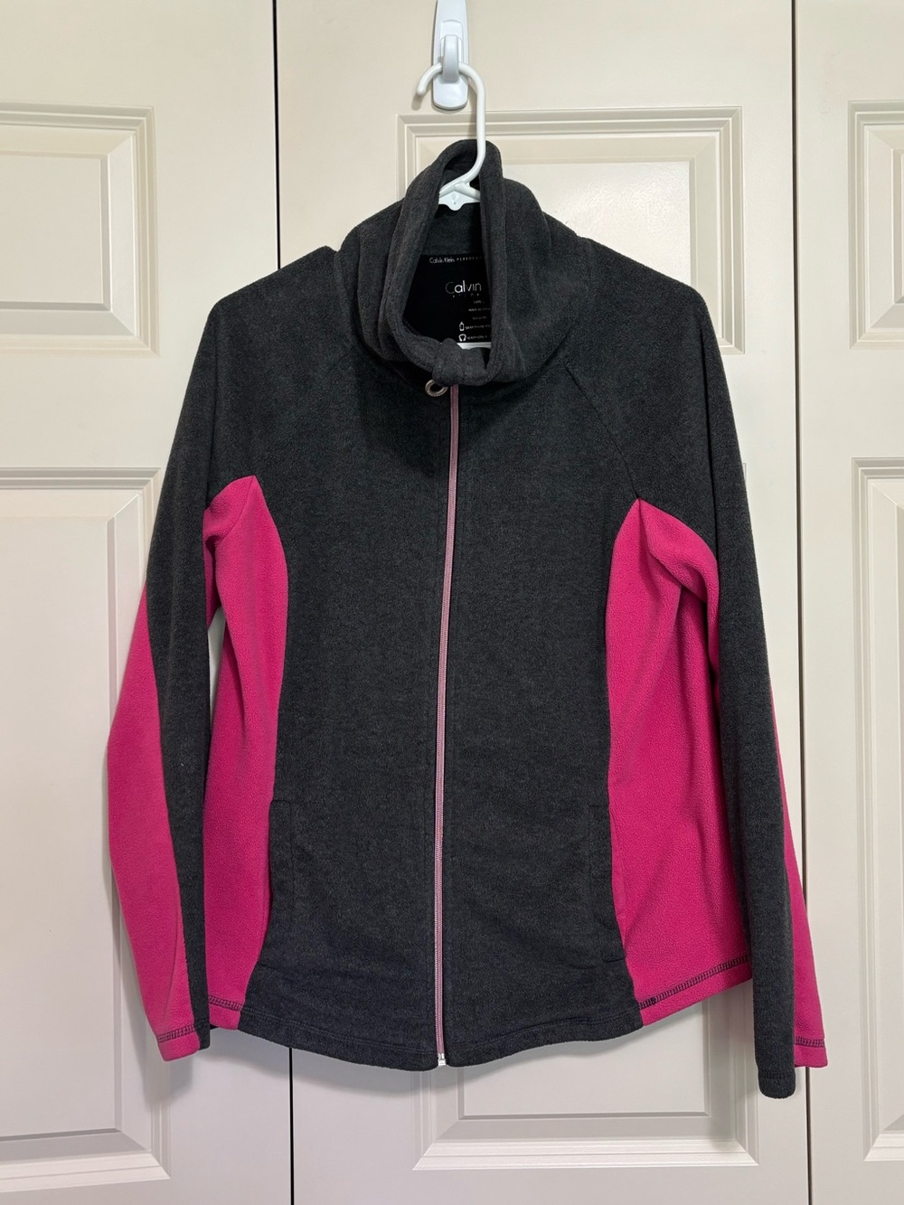 Calvin Klein Charcoal Gray & Pink Full-Zip Jacket
